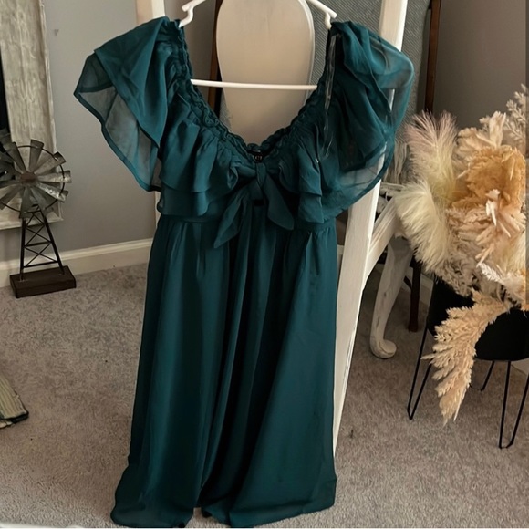 VICI Empire waist Green/Blue Mini Dress size M - Picture 1 of 2